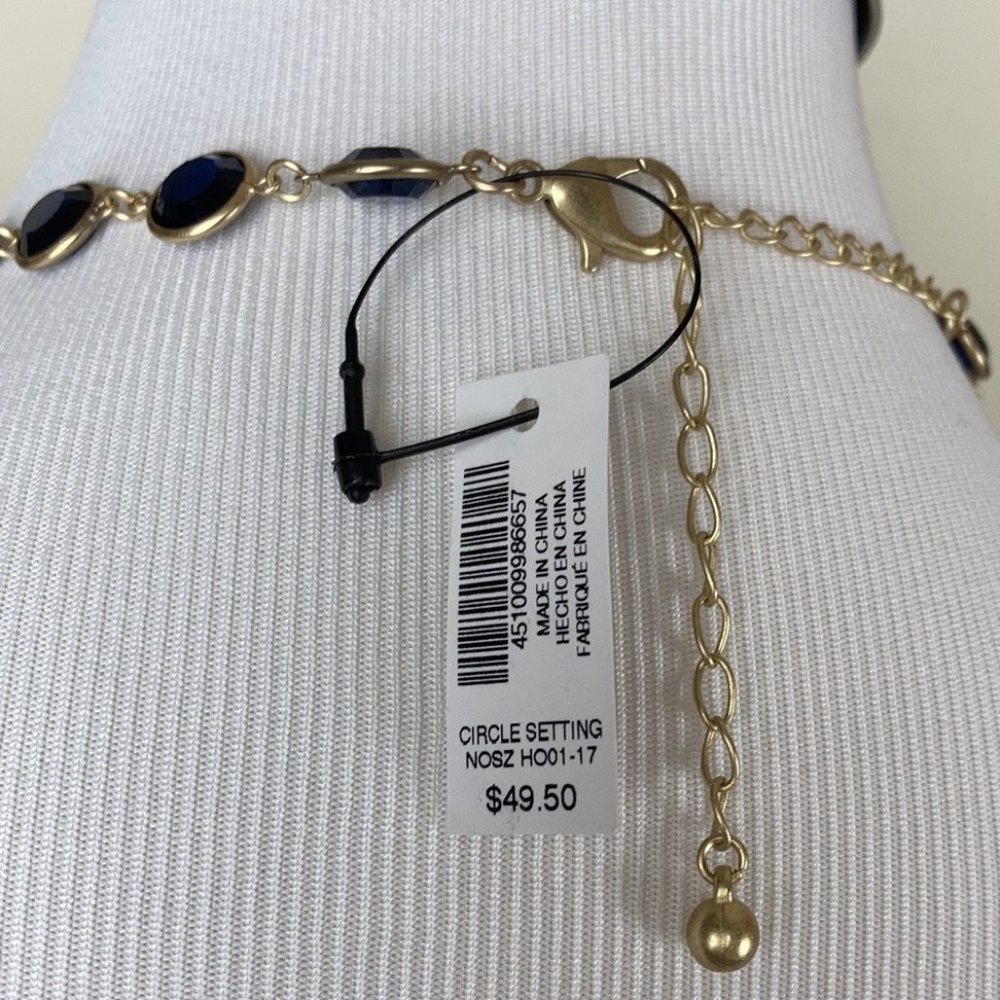 TRADED NWT Chico's Gold & Blue Statement Necklace - Picture 7 of 7